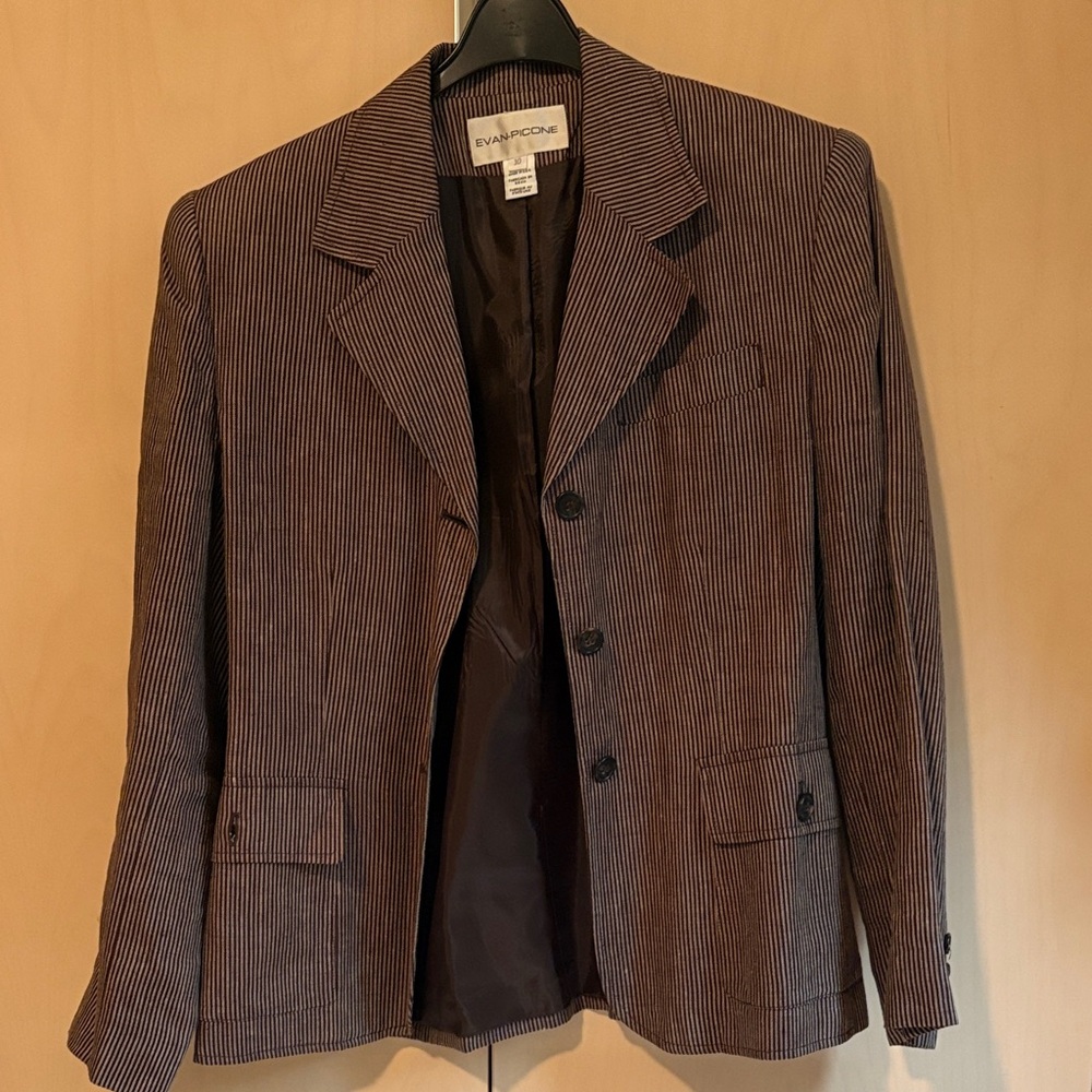 Emporio Armani Brown Striped Men's Blazer